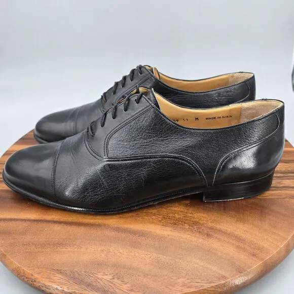 Magnanni Oxfords Men's 11 M Black Leather Spain Cap Toe Lace Up Dress Shoes