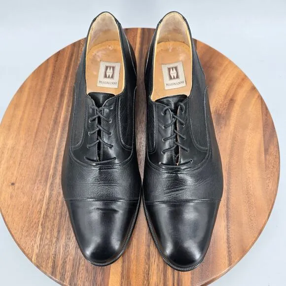 Magnanni Oxfords Men's 11 M Black Leather Spain Cap Toe Lace Up Dress Shoes