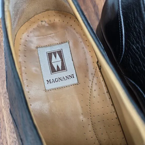 Magnanni Oxfords Men's 11 M Black Leather Spain Cap Toe Lace Up Dress Shoes