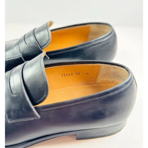 Magnanni Walden Mens Shoes Black Leather Slip On Dress Penny Loafer US 11 M