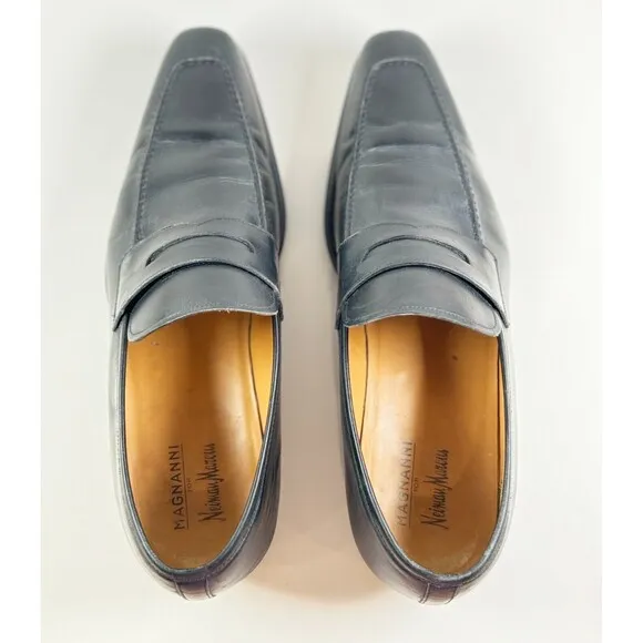Magnanni Walden Mens Shoes Black Leather Slip On Dress Penny Loafer US 11 M