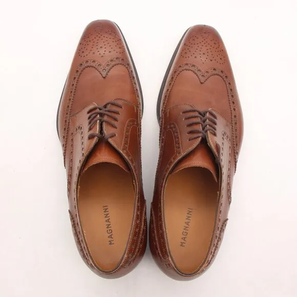 Magnanni Wingtip Men's 9.5 M Brown Leather Derby Oxford Dress Shoes 17155 Spain