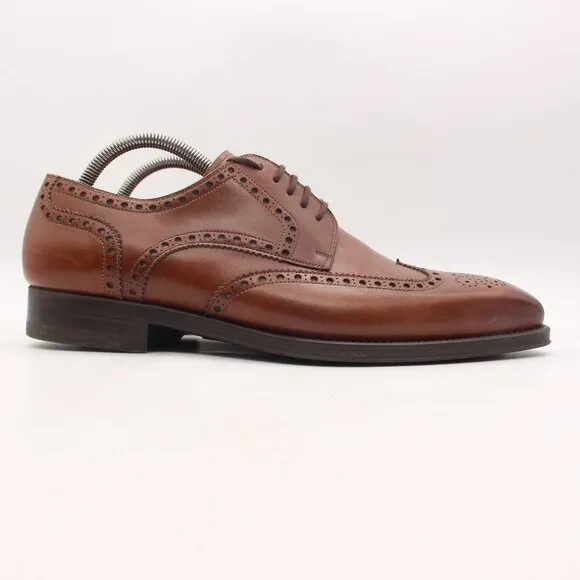 Magnanni Wingtip Men's 9.5 M Brown Leather Derby Oxford Dress Shoes 17155 Spain