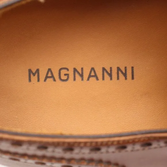 Magnanni Wingtip Men's 9.5 M Brown Leather Derby Oxford Dress Shoes 17155 Spain