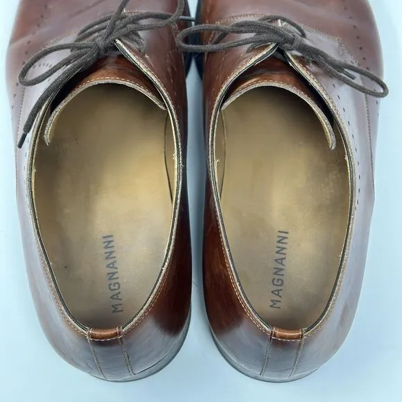 Magnanni Wingtip Oxfords Brown Men’s 10.5 Leather Dress Shoes Derby Brogue