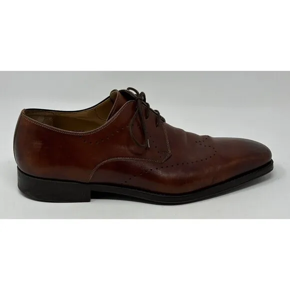 Magnanni Wingtip Oxfords Brown Men’s 10.5 Leather Dress Shoes Derby Brogue