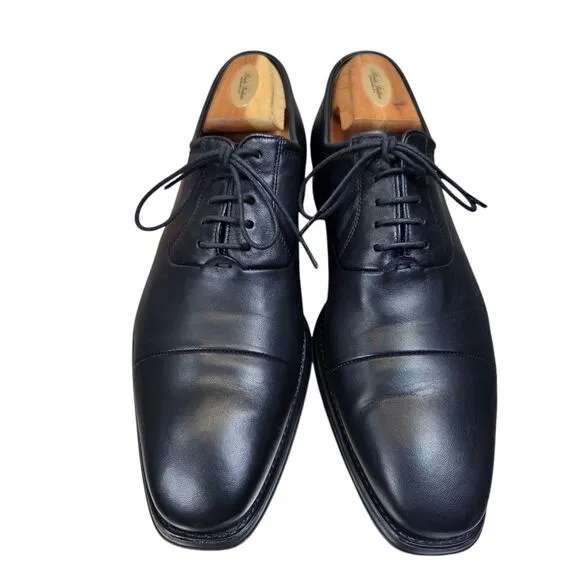 Magnannl Federico Mens Size 9D US Napa Black Leather Cap Toe Oxford Dress Shoes