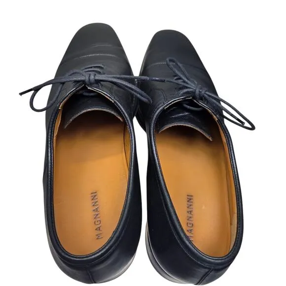 Magnannl Federico Mens Size 9D US Napa Black Leather Cap Toe Oxford Dress Shoes