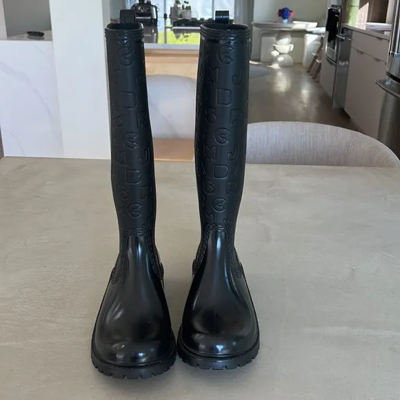 MARC BY MARC JACOBS Alphabet Rubber Rain Boots,‎ Black, Sz 36