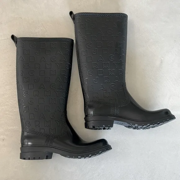 MARC BY MARC JACOBS Alphabet Rubber Rain Boots,‎ Black, Sz 36