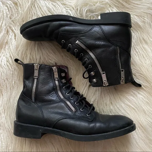 MARC BY MARC JACOBS black leather Montague boots