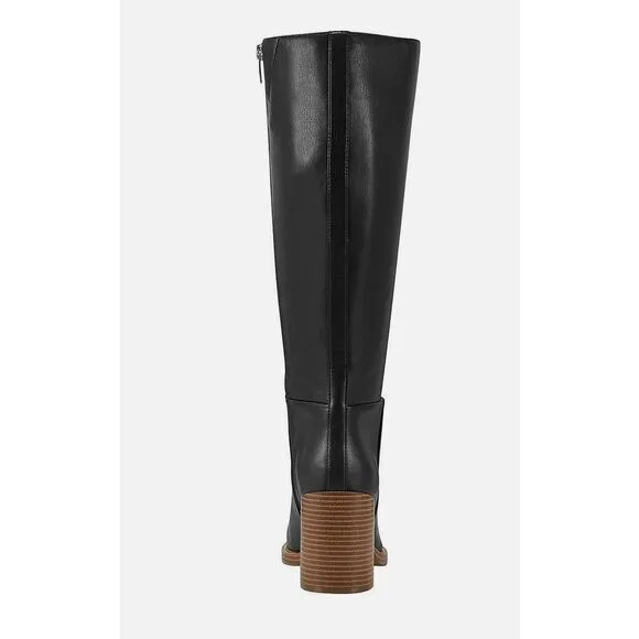 Marc Fisher Gaby Size 8.5 Black Womens Faux Leather Tall Knee-High Boots Shoes