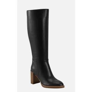 Marc Fisher Gaby Size 8.5 Black Womens Faux Leather Tall Knee-High Boots Shoes