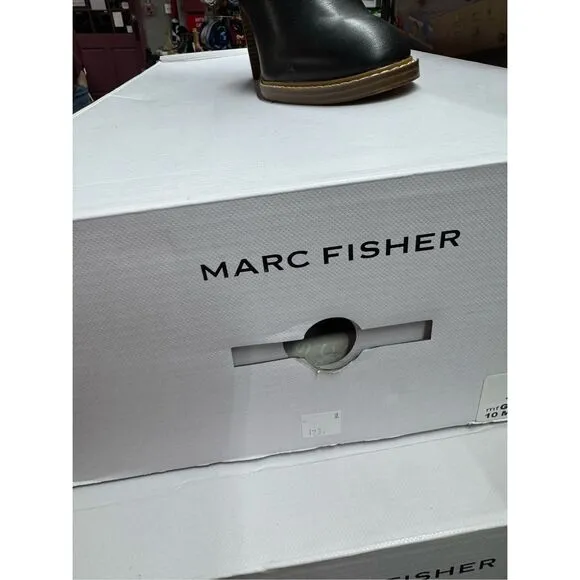 Marc Fisher Gaby Size 8.5 Black Womens Faux Leather Tall Knee-High Boots Shoes