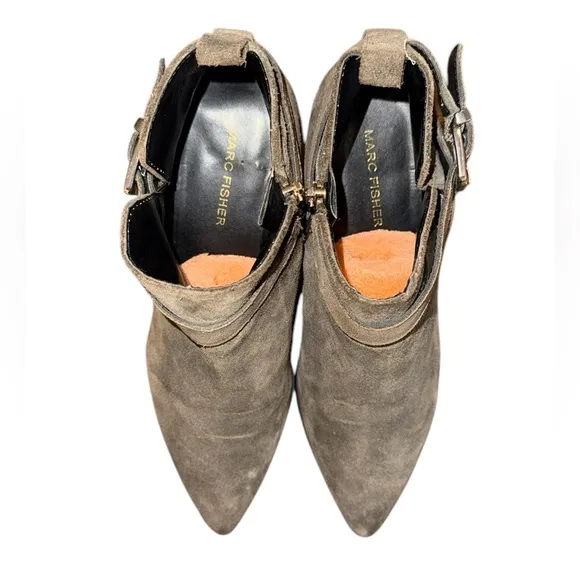 Marc Fisher Ireene Grey Suede Pointed Toe Ankle Boots - Women's 7.5 Medium