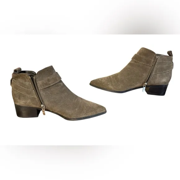 Marc Fisher Ireene Grey Suede Pointed Toe Ankle Boots - Women's 7.5 Medium