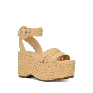 MARC FISHER LTD Womens Beige 2&quot; Platform Marcell Toe Wedge Espadrille Shoes 8 M