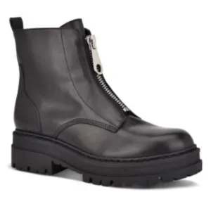 Marc Fisher LTD. Black Paralee Front Zip Leather Booties Size 9