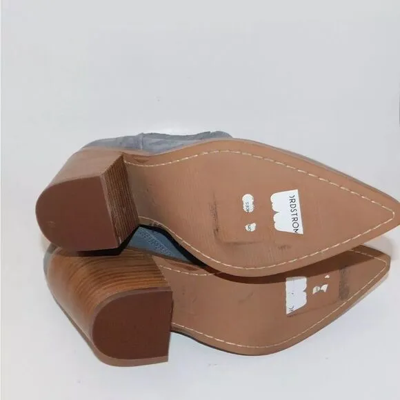 MARC FISHER Gadri Gray Suede Western Bootie Boots two blue &amp; brown