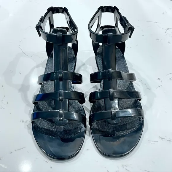 MARC JACOBS | Rubber Gladiator Jelly Sandals in Black | Size 7 | IT 37