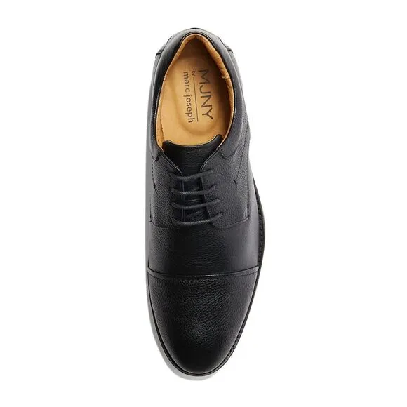 MARC JOSEPH NEW YORK Mens Black Derby Wellington Cap Leather Shoes 10.5