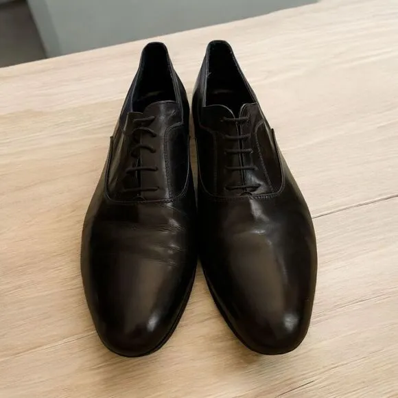 MARIO BRUNI Men’s  Dress Shoes, Classic Italian, Black Leather, Size 12