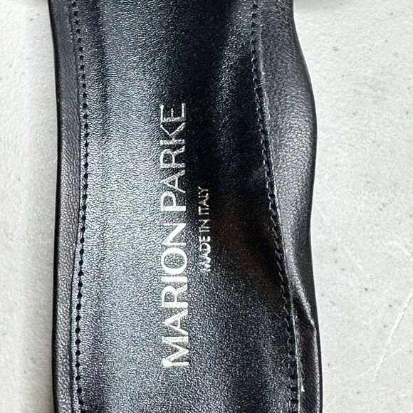 Marion Parke Black Cora Padded Leather Slide Sandal Shoes Women's 4.5-5/35 NWOB