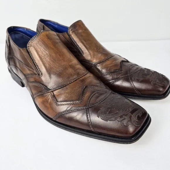 MARK NASON-Rock Lives LEATHER, Dragon Embossed Square Toe Mens 11 Loafer Shoes