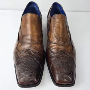 MARK NASON-Rock Lives LEATHER, Dragon Embossed Square Toe Mens 11 Loafer Shoes