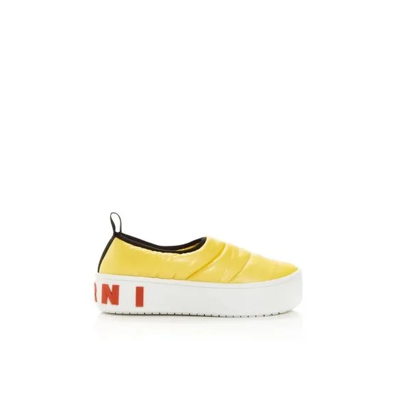 MARNI Womens Yellow Nylon Puffer Heel Paw Toe Platform Slip On Sneakers Shoes 38