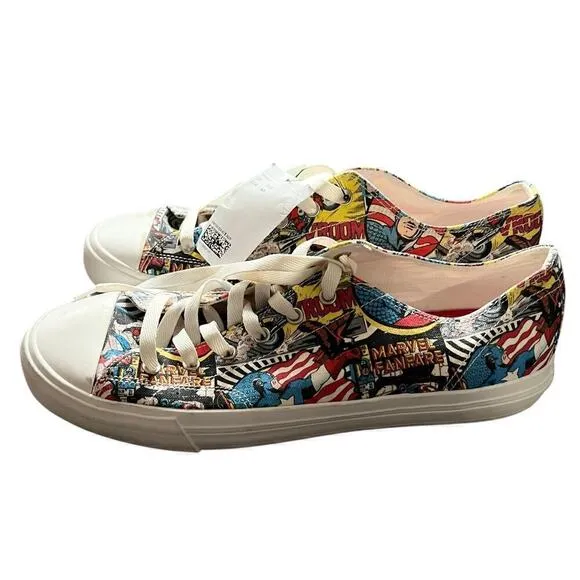 Marvel Men’s Canvas Comic Print Sneakers Tennis Shoes All Over Print Size 11.5