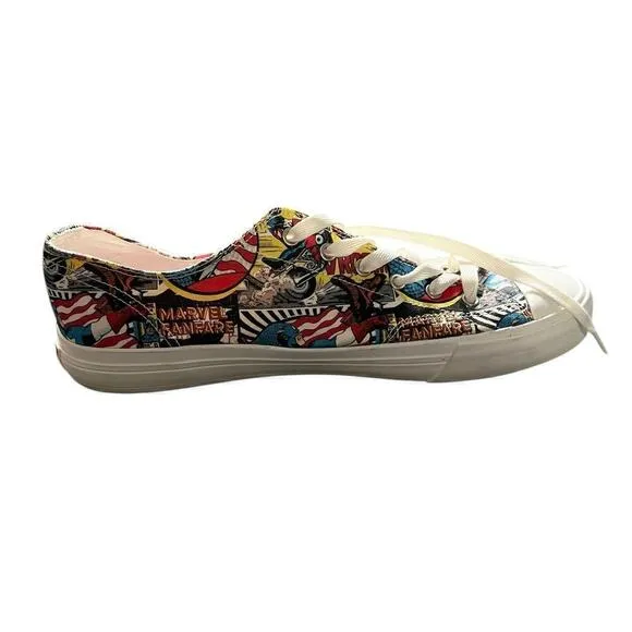 Marvel Men’s Canvas Comic Print Sneakers Tennis Shoes All Over Print Size 11.5
