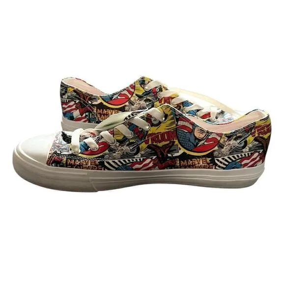Marvel Men’s Canvas Comic Print Sneakers Tennis Shoes All Over Print Size 11.5