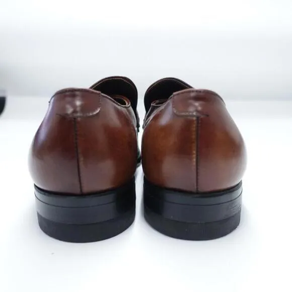 Mason Classics Oxford Dress Shoes Mens Size 9.5C Brown Leather Apron Toe Slip-On