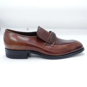 Mason Classics Oxford Dress Shoes Mens Size 9.5C Brown Leather Apron Toe Slip-On