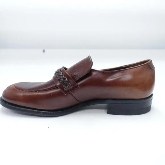 Mason Classics Oxford Dress Shoes Mens Size 9.5C Brown Leather Apron Toe Slip-On