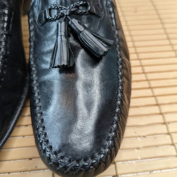 Massimo Emporio Men Black Leather Loafers Tassel  Shoes Size 8.5M.  156pm