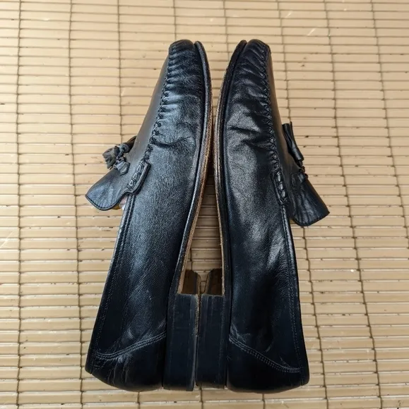 Massimo Emporio Men Black Leather Loafers Tassel  Shoes Size 8.5M.  156pm