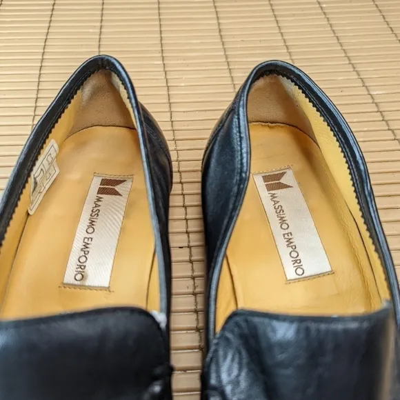 Massimo Emporio Men Black Leather Loafers Tassel  Shoes Size 8.5M.  156pm
