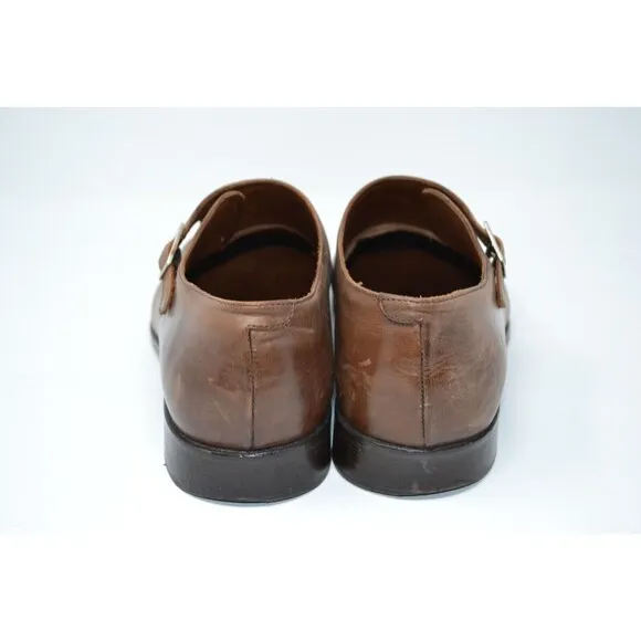 Massimo Matteo 7921 Cuoio Brown Single Monk Dress Shoes Mens 10.5 M Oxford ITALY
