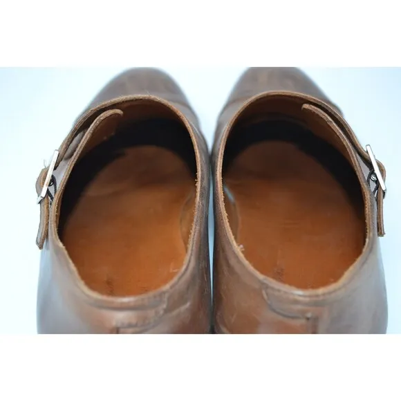Massimo Matteo 7921 Cuoio Brown Single Monk Dress Shoes Mens 10.5 M Oxford ITALY