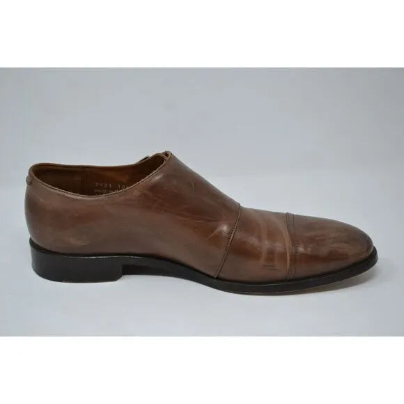 Massimo Matteo 7921 Cuoio Brown Single Monk Dress Shoes Mens 10.5 M Oxford ITALY