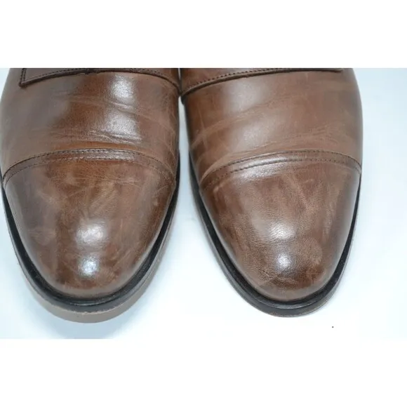 Massimo Matteo 7921 Cuoio Brown Single Monk Dress Shoes Mens 10.5 M Oxford ITALY