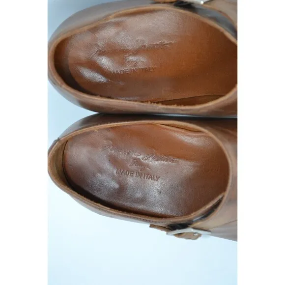 Massimo Matteo 7921 Cuoio Brown Single Monk Dress Shoes Mens 10.5 M Oxford ITALY