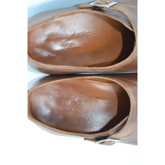 Massimo Matteo 7921 Cuoio Brown Single Monk Dress Shoes Mens 10.5 M Oxford ITALY