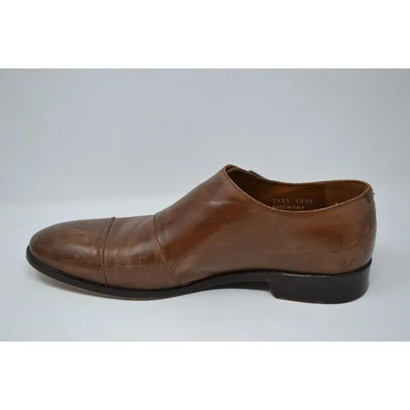 Massimo Matteo 7921 Cuoio Brown Single Monk Dress Shoes Mens 10.5 M Oxford ITALY