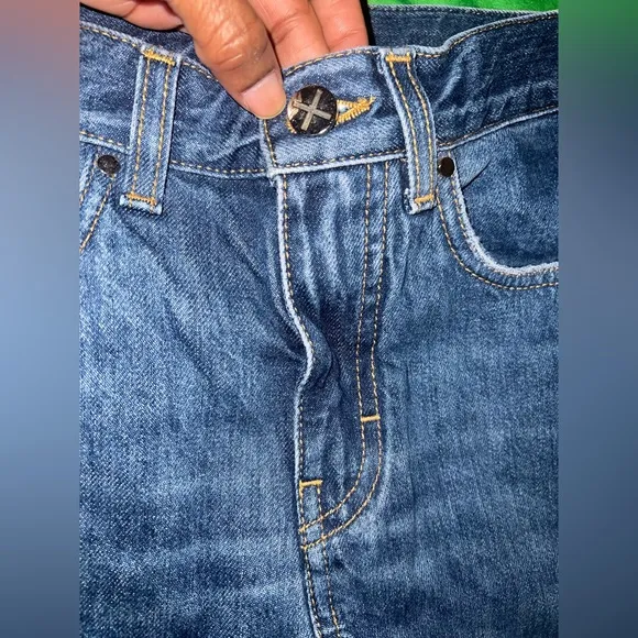 ME EM Women's Blue Contrast Flared Jeans size 25