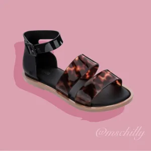 Melissa Black Brown Ankle Model Jelly Rubber Sandals Tortoiseshell Sz 8