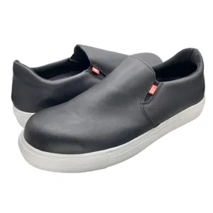 Mellow Walk | Men | Owen Black Leather Slip-On Steel Toe Shoes | Size 9
