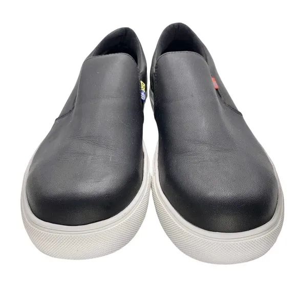 Mellow Walk | Men | Owen Black Leather Slip-On Steel Toe Shoes | Size 9